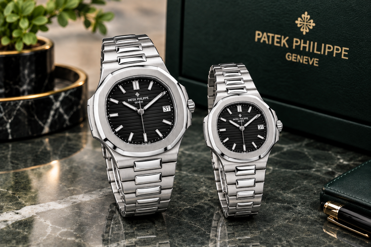 ساعت مردانه Patek Philippe Nautilus صفحه مشکی بند سیلور قسطی