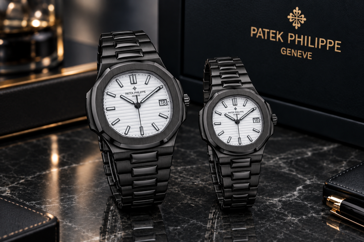 ساعت مچی Patek Philippe مردانه و زنانه صفحه سفید بند مشکی قسطی