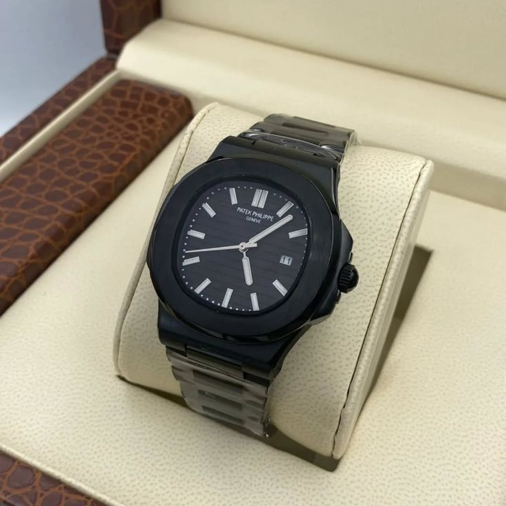 ساعت مچی Patek Philippe مردانه و زنانه طرح Nautilus صفحه مشکی بند مشکی قسطی