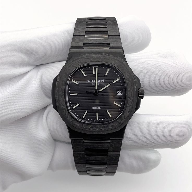 ساعت مچی Patek Philippe مردانه و زنانه طرح Nautilus صفحه مشکی بند مشکی قسطی