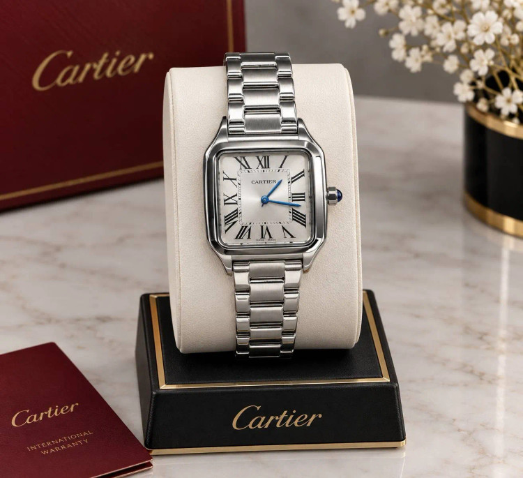 ساعت مچی طرح Cartier Tank Française مردانه و زنانه استیل نقرهای – صفحه رومی قسطی