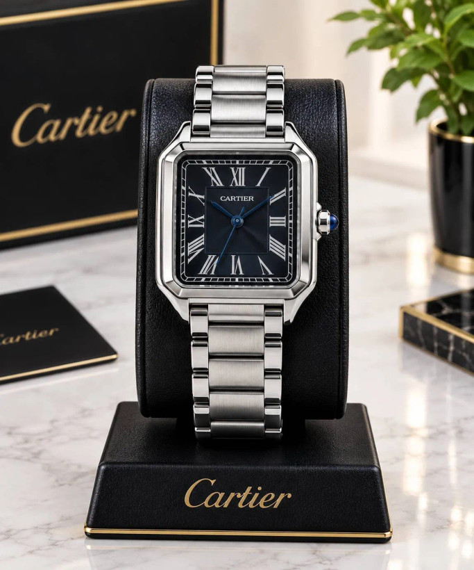 ساعت مچی طرح Cartier Tank Française مردانه و زنانه استیل نقرهای – صفحه رومی قسطی